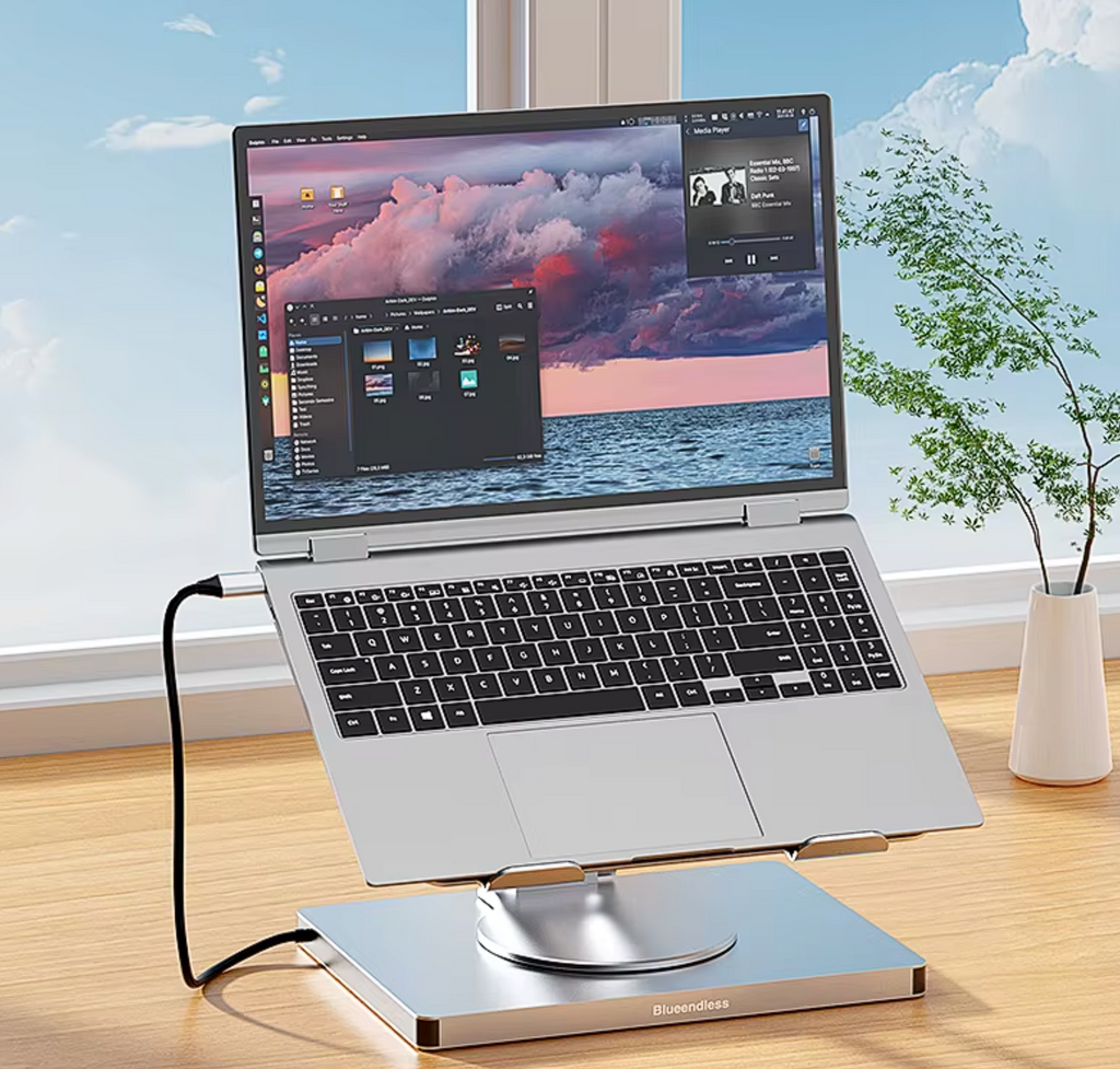 Aluminium 10-in-1 Laptopständer HUB mit SD/TF, USB, HDMI, PD100W 360° Drehbar