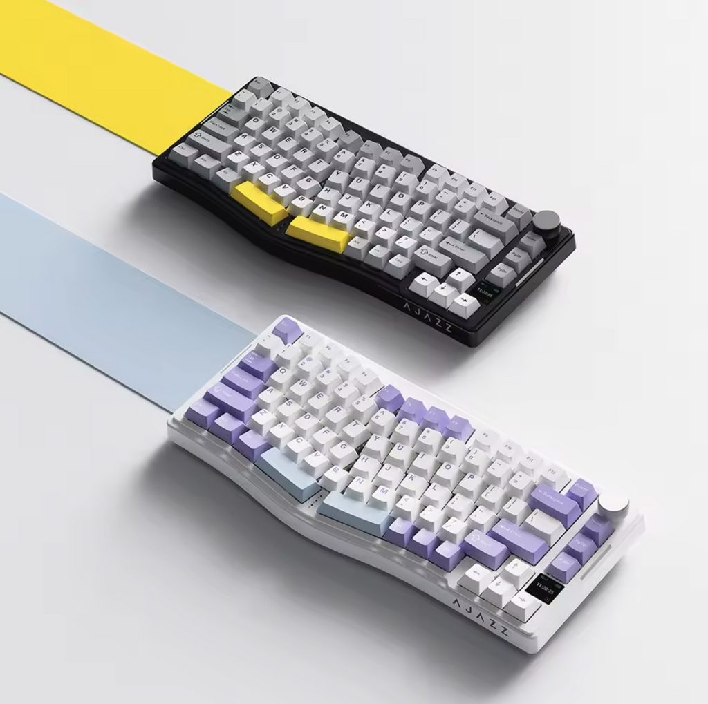 Ajazz AKS075 mechanische Tastatur 0,85 Zoll Bildschirm Ergonomische Tastatur