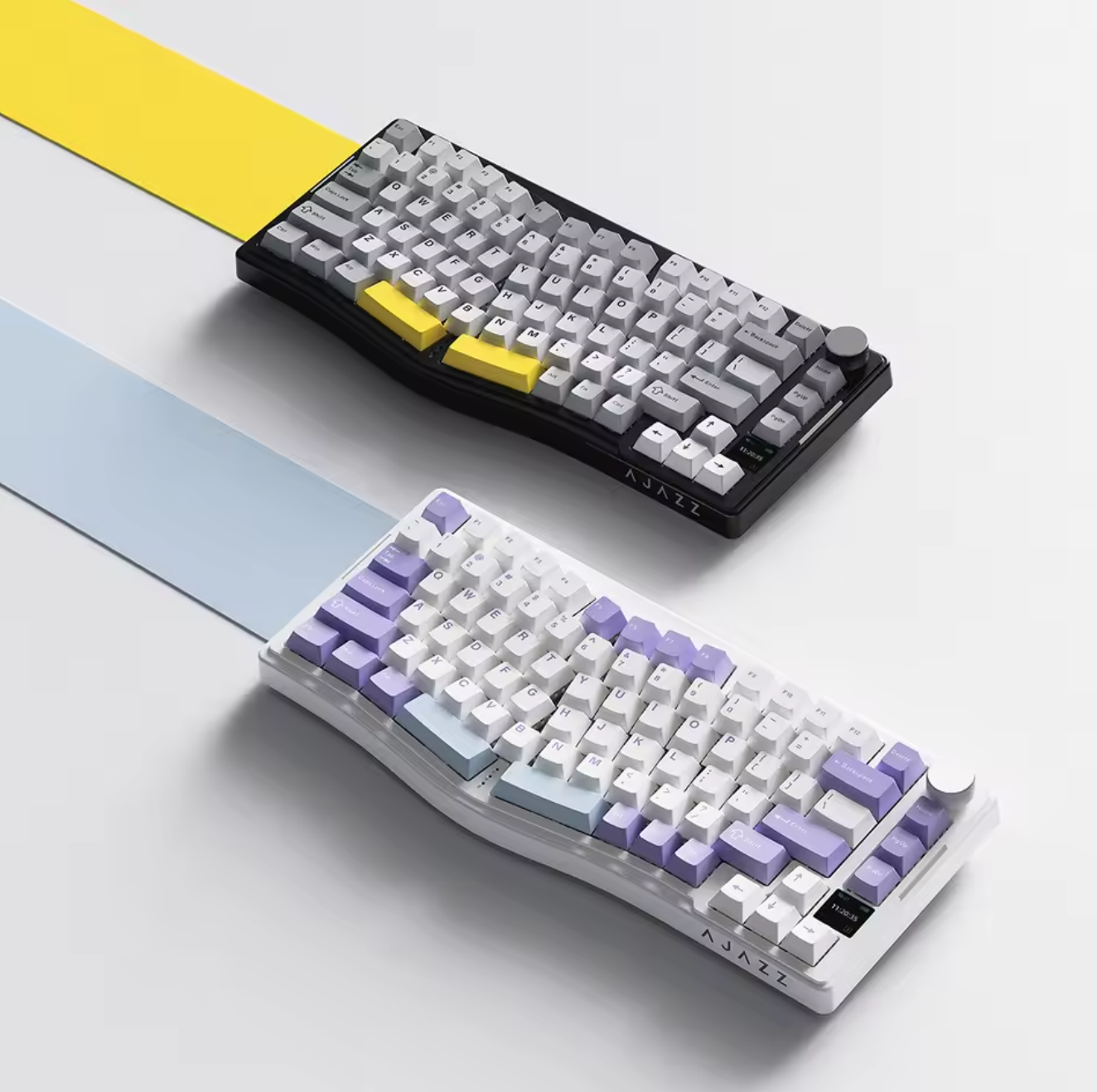Ajazz AKS075 mechanische Tastatur 0,85 Zoll Bildschirm Ergonomische Tastatur