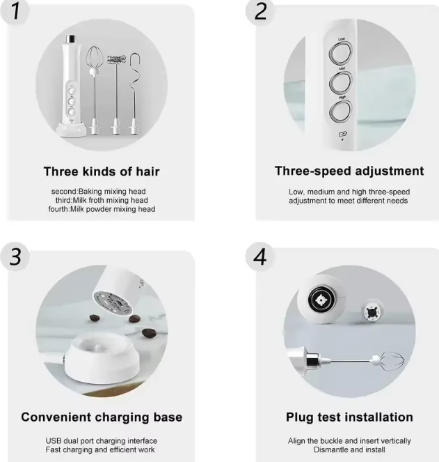 Milchaufschäumer elektrisch Aufschäumer 3-in-1  kabellos USB Aufladung