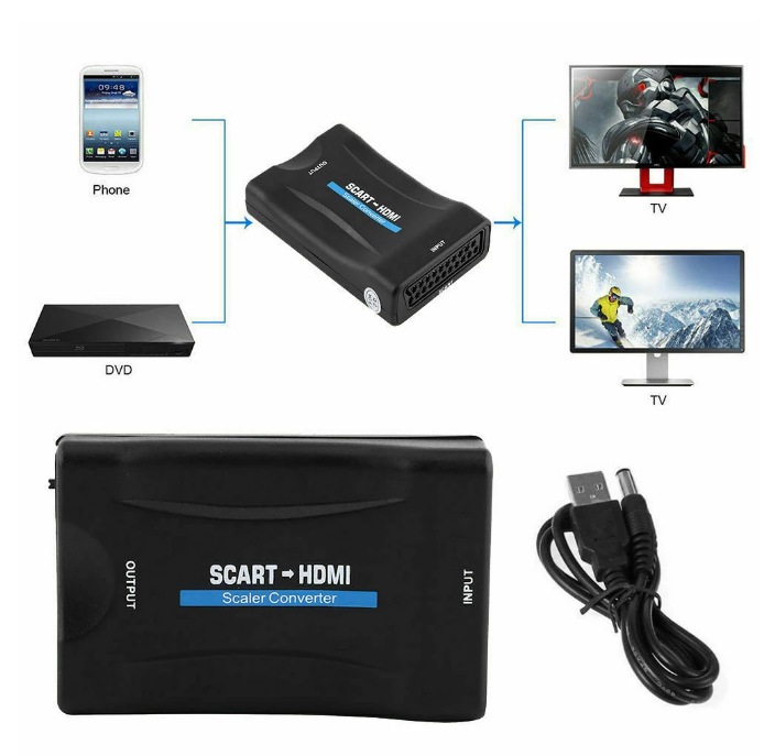 Scart zu auf HDMI Konverter Adapter Converter Wandler 1080P HD TV AV Scaler
