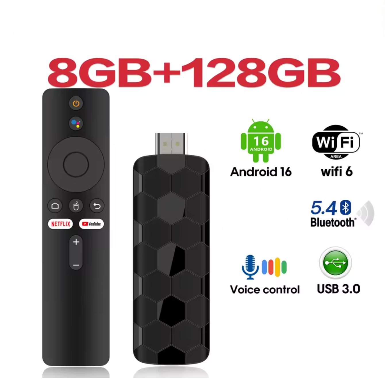 Android Smart TV Stick Ultra HD 4K 8GB 128GB Media Player WLAN LAN Smart TV Box