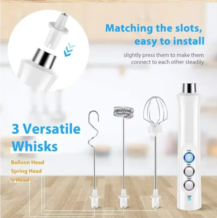 Milchaufschäumer elektrisch Aufschäumer 3-in-1  kabellos USB Aufladung