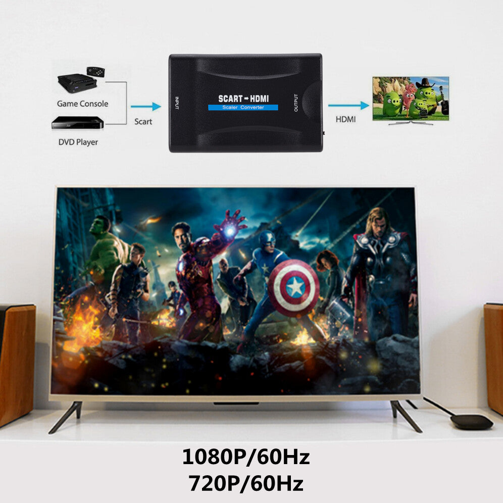 Scart zu auf HDMI Konverter Adapter Converter Wandler 1080P HD TV AV Scaler
