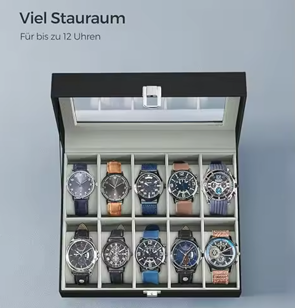 Uhrenbox Uhrenkoffer Uhrenkasten Uhrentruhe Uhrenschatulle Für 10 - 24 Uhren