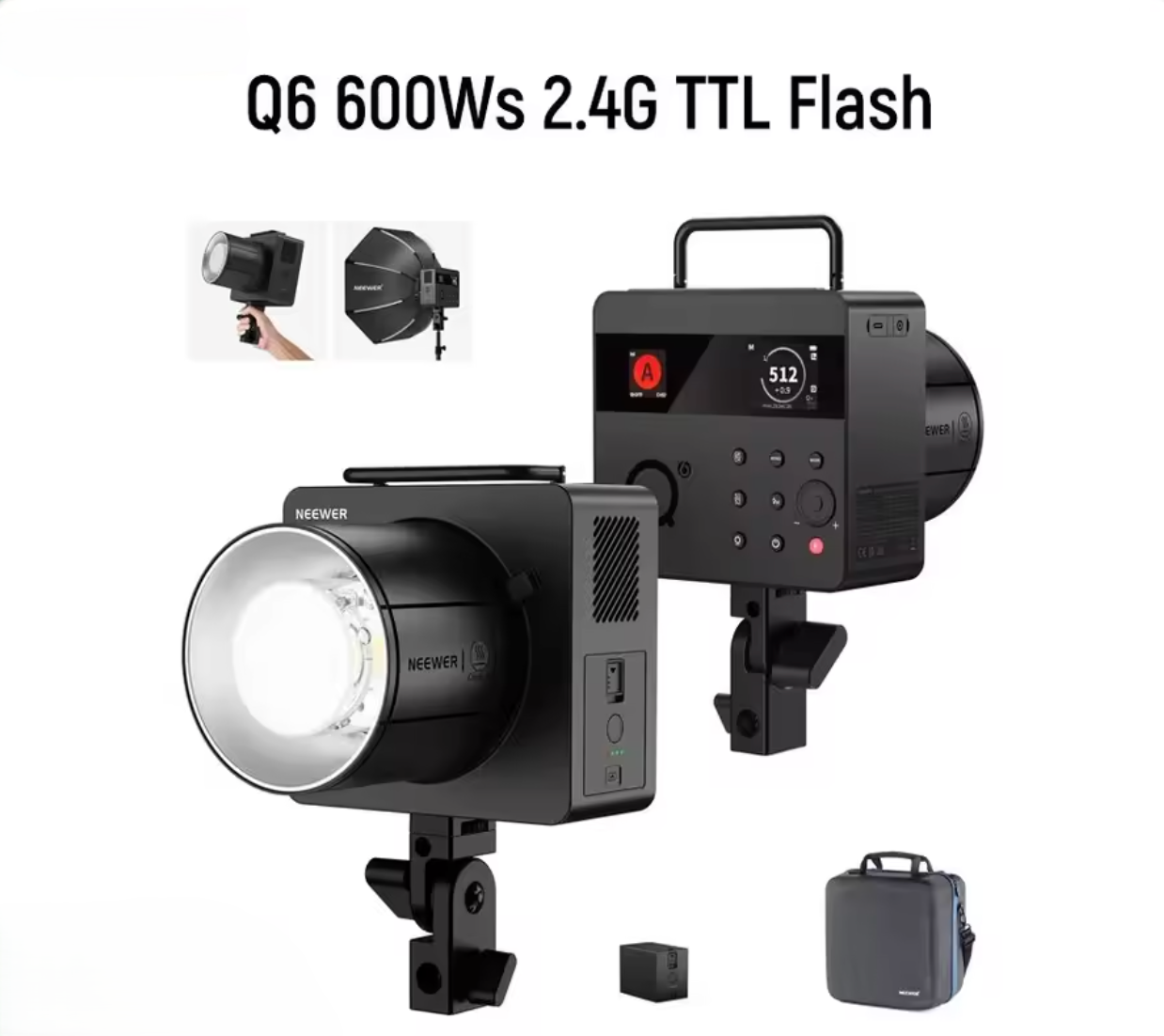 NEEWER Q6 600 Ws 2,4 G TTL Outdoor Blitzgerät Studioblitz mit App-Steuerung