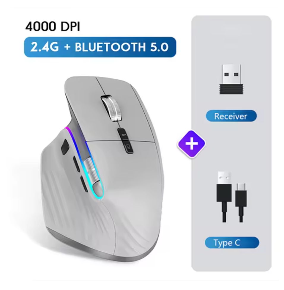 PC Kabellose Maus Kabellos Gaming Maus Bluetooth RGB 2.4Ghz Ergonomisch
