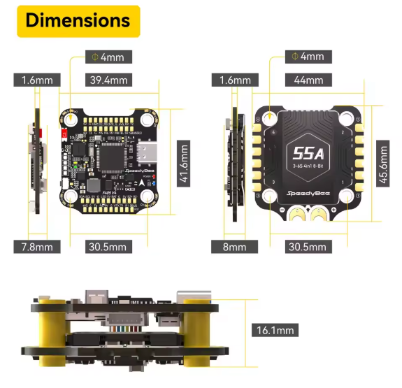 SpeedyBee F405 V4 BLS 50A 30x30 Stack Bluetooth FPV FC Flight Controller ESC