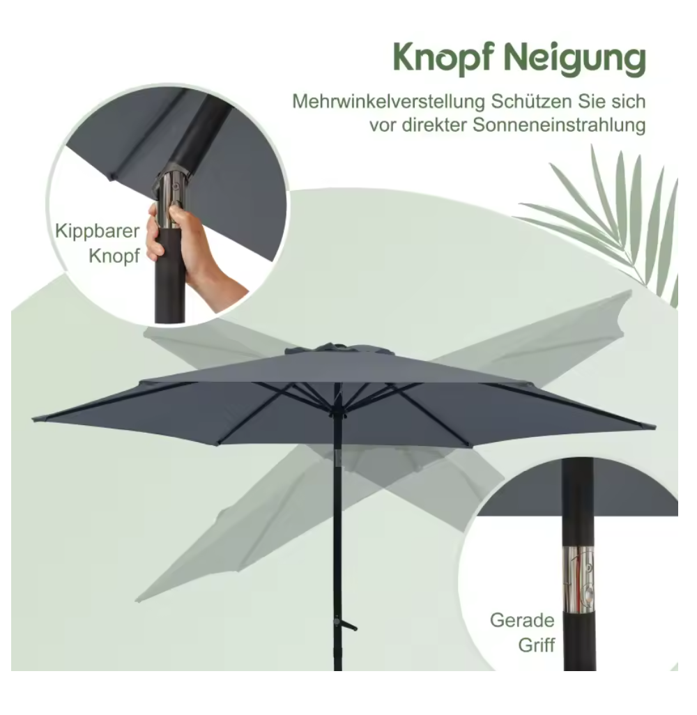 Gartenschirm Sonnenschirm Strandschirm Marktschrim verstellbar mit Kurbel