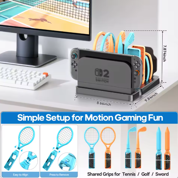 Sportzubehör Bundle für Switch 2 Joy Con Sports Pack Zubehör Kit Aufbewahrung