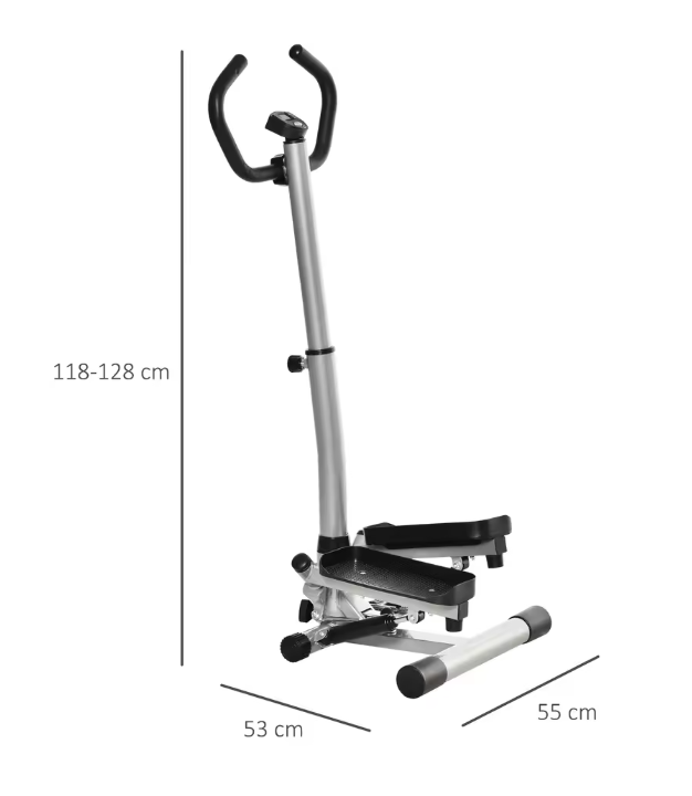 Stepper Fitness Heimtrainer für Zuhause bis 100 kg mit LCD Anzeige mit Handgriff
