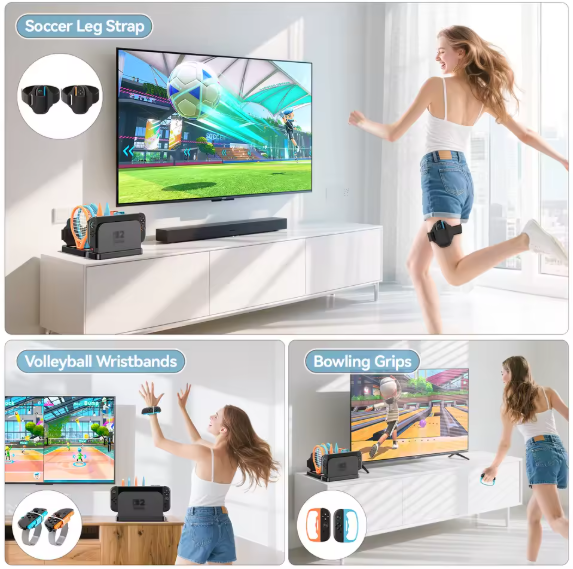 Sportzubehör Bundle für Switch 2 Joy Con Sports Pack Zubehör Kit Aufbewahrung