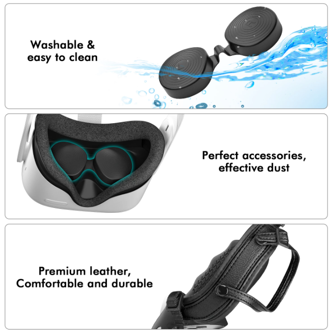 Silikon Hülle Case Cover für Quest 2 VR Gaming Touch Controller und Headset SDE