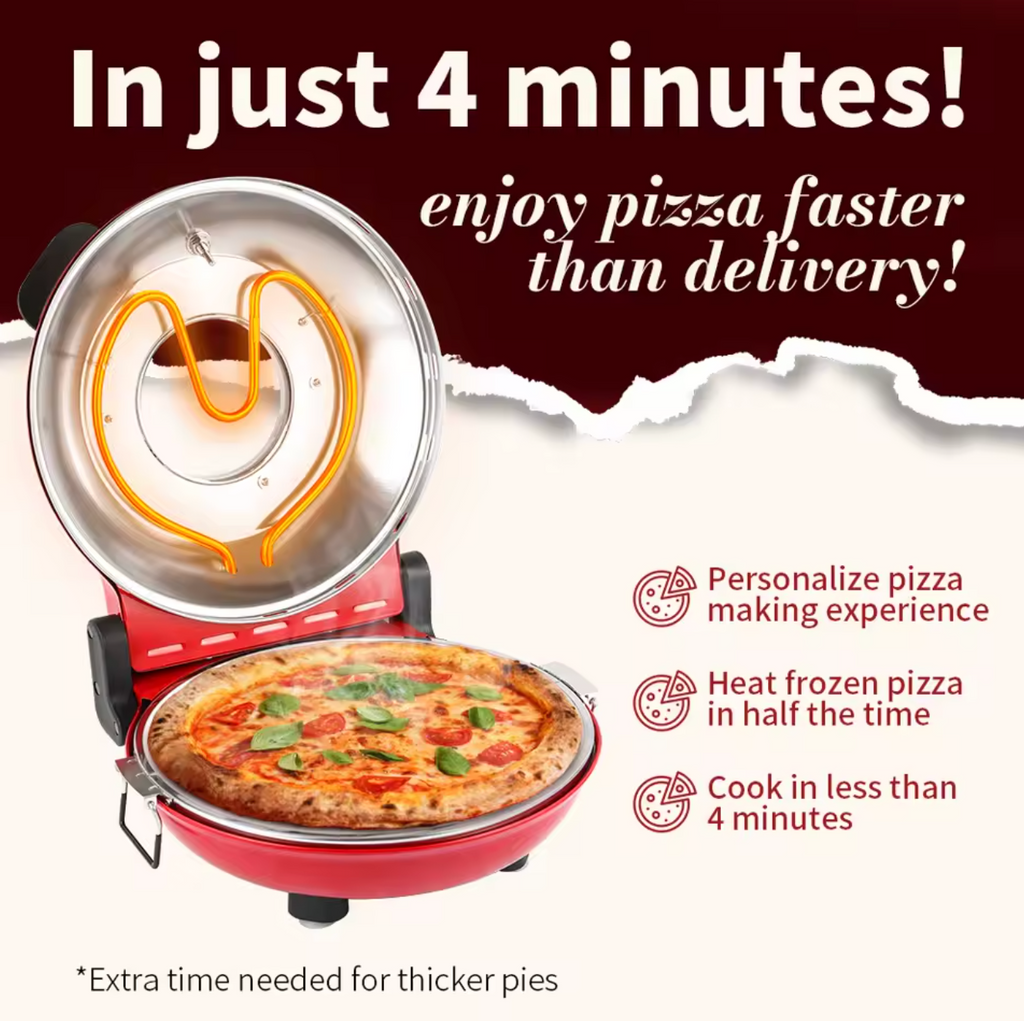 Pizzaofen Pizzamaker elektrisch 1200W Pizza Maschine