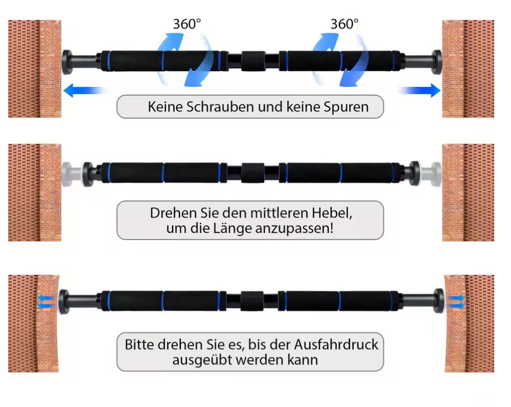 Klimmzugstange für Türrahmen verstellbar Klimmzüge Fitness Indoor ohne Schrauben