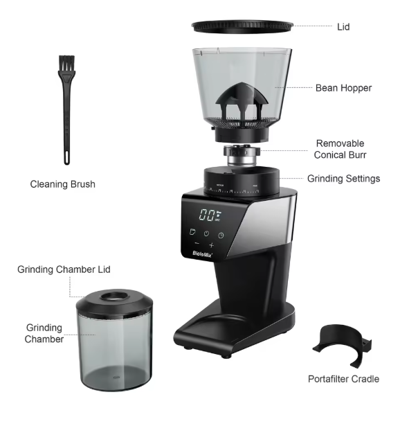 Kaffeemühle Biolomix elektrisch 300 W Kaffeebohnen Espresso Mühle
