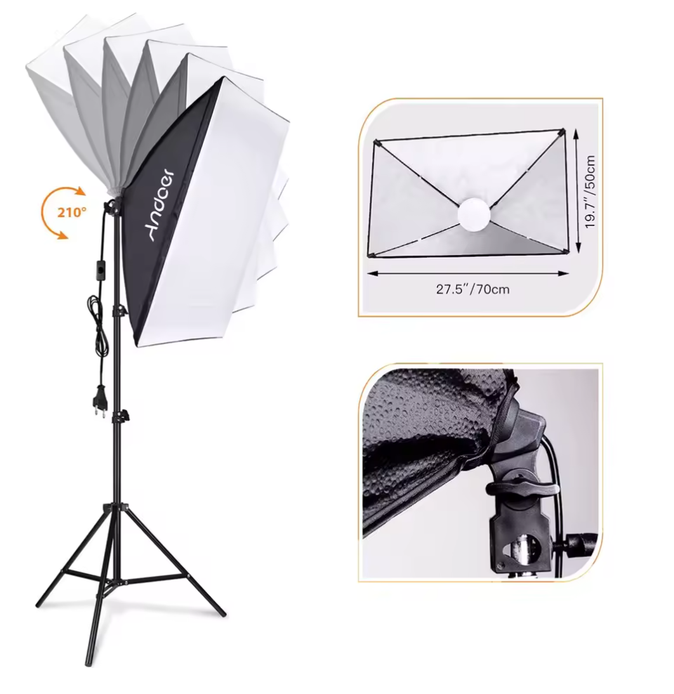 LED Softbox Studiolicht mit Stativ Selfie Lampe Kaltweiß Neutral