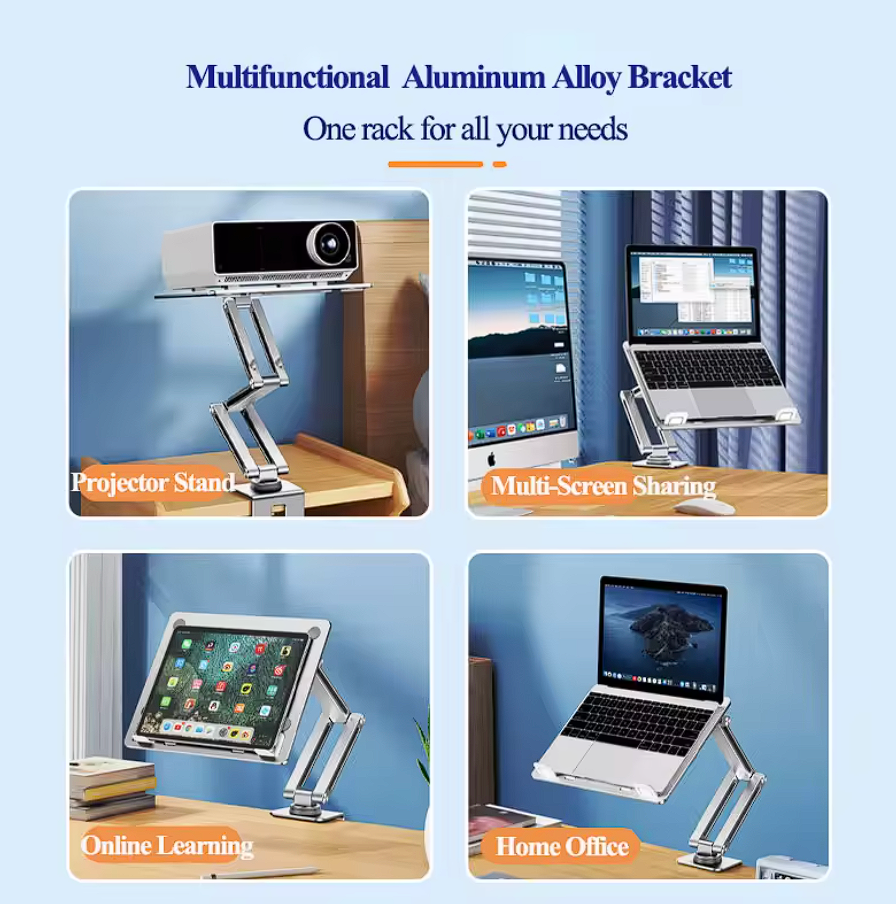 Metall Laptop Ständer Arm 360° Drehbar Faltbar Tablet Notebook Halterung 10"-17"