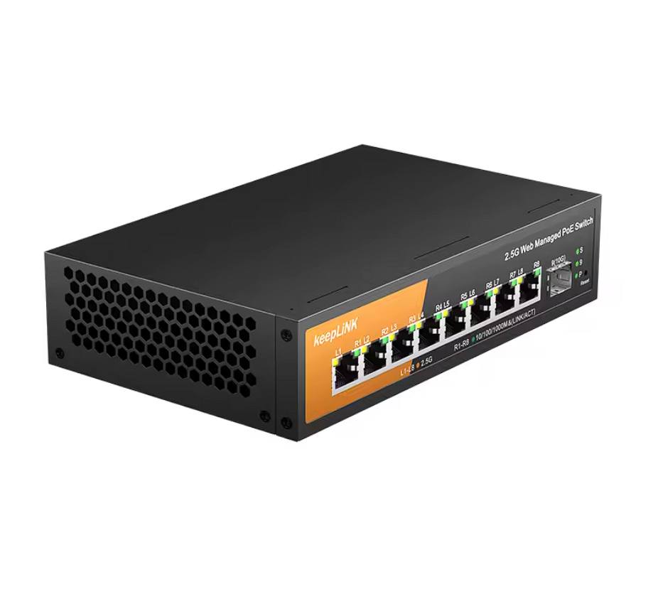 9 Port Netzwerk Switch Lan Verteiler Web Managed 2,5G PoE und 10G SFP+ Uplink